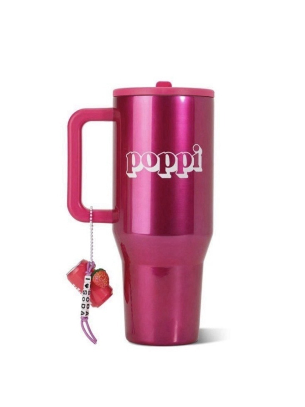 HydroJug x Poppi 40 fl oz Stainless Steel Straw Tumbler Pink Chrome